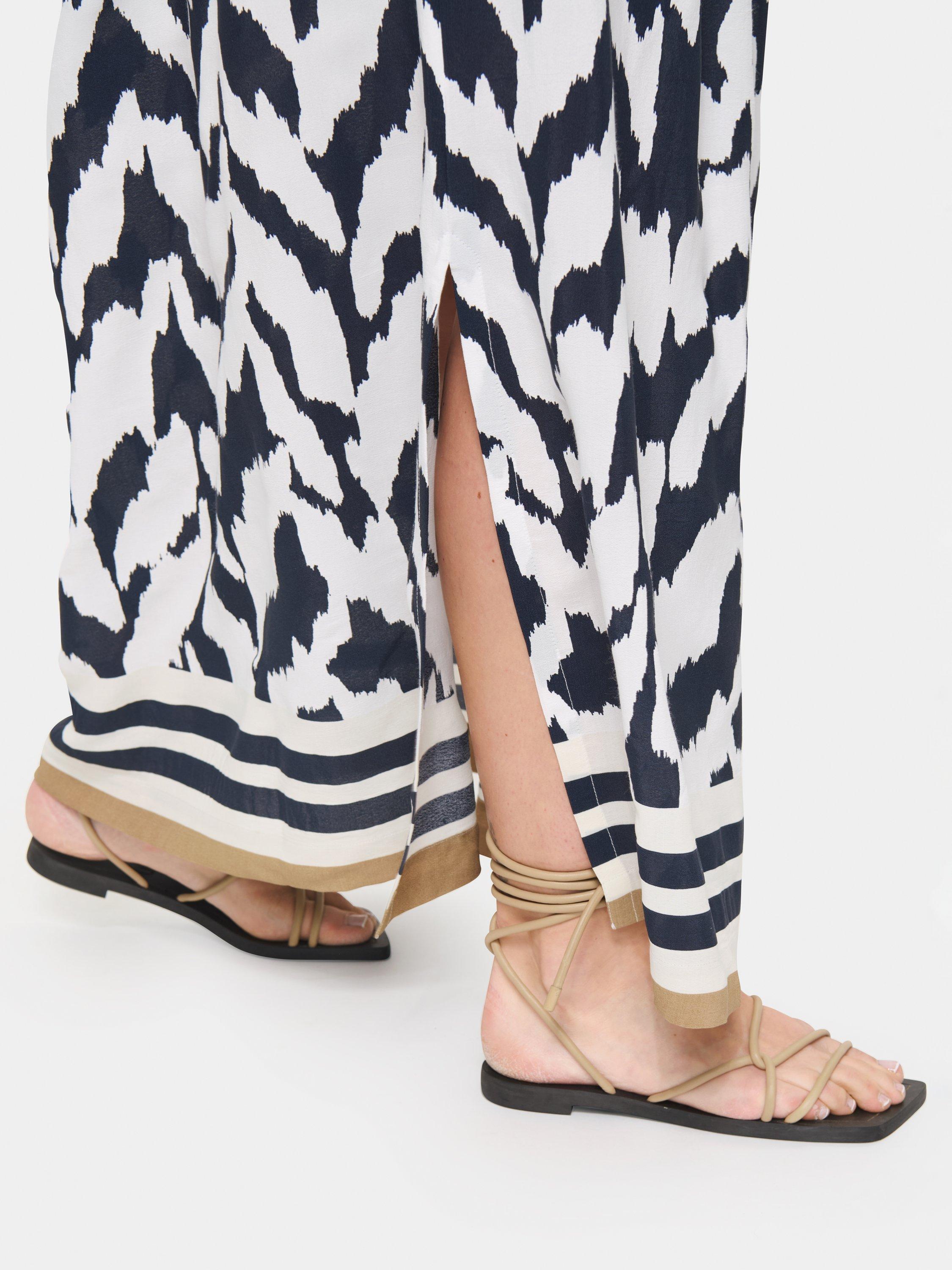 Product image 4 of 6, which shows Saint Tropez Khloe Monochrome Strokes Maxi Skirt, Black/Multi, S