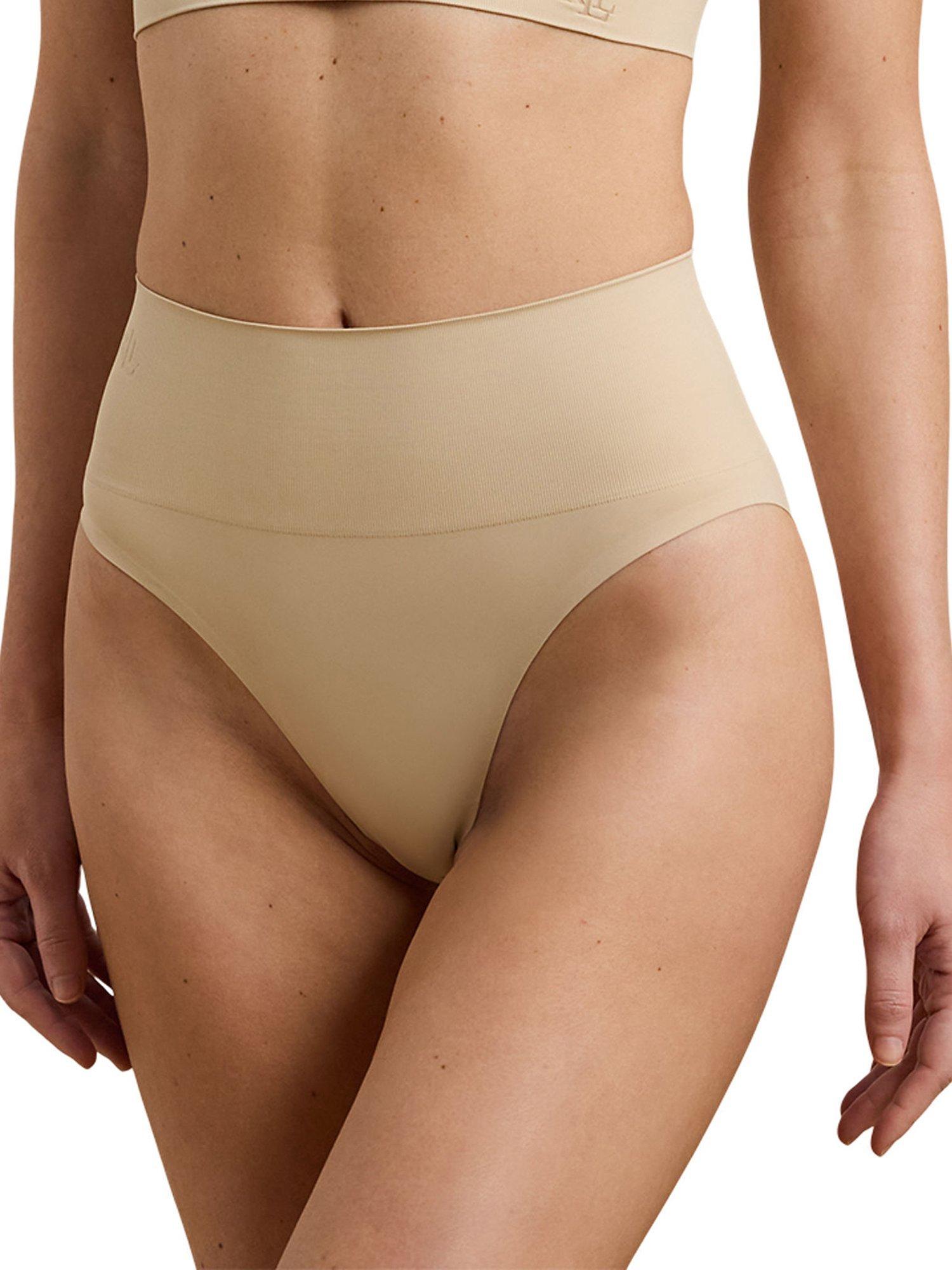 Product image 3 of 5, which shows Ralph Lauren Lauren Ralph Lauren Smoothing Seamless High Cut Knickers, Light Truffle, XS