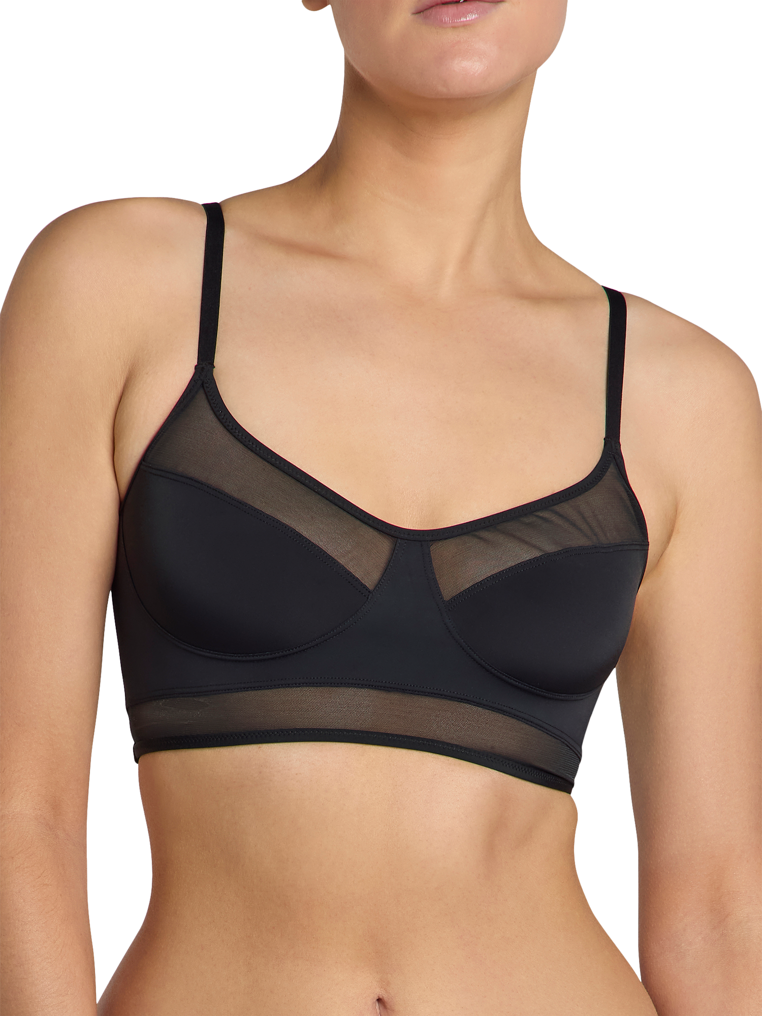 Product image 1 of 7, which shows Heist The Sheer Bralette, Black, XS