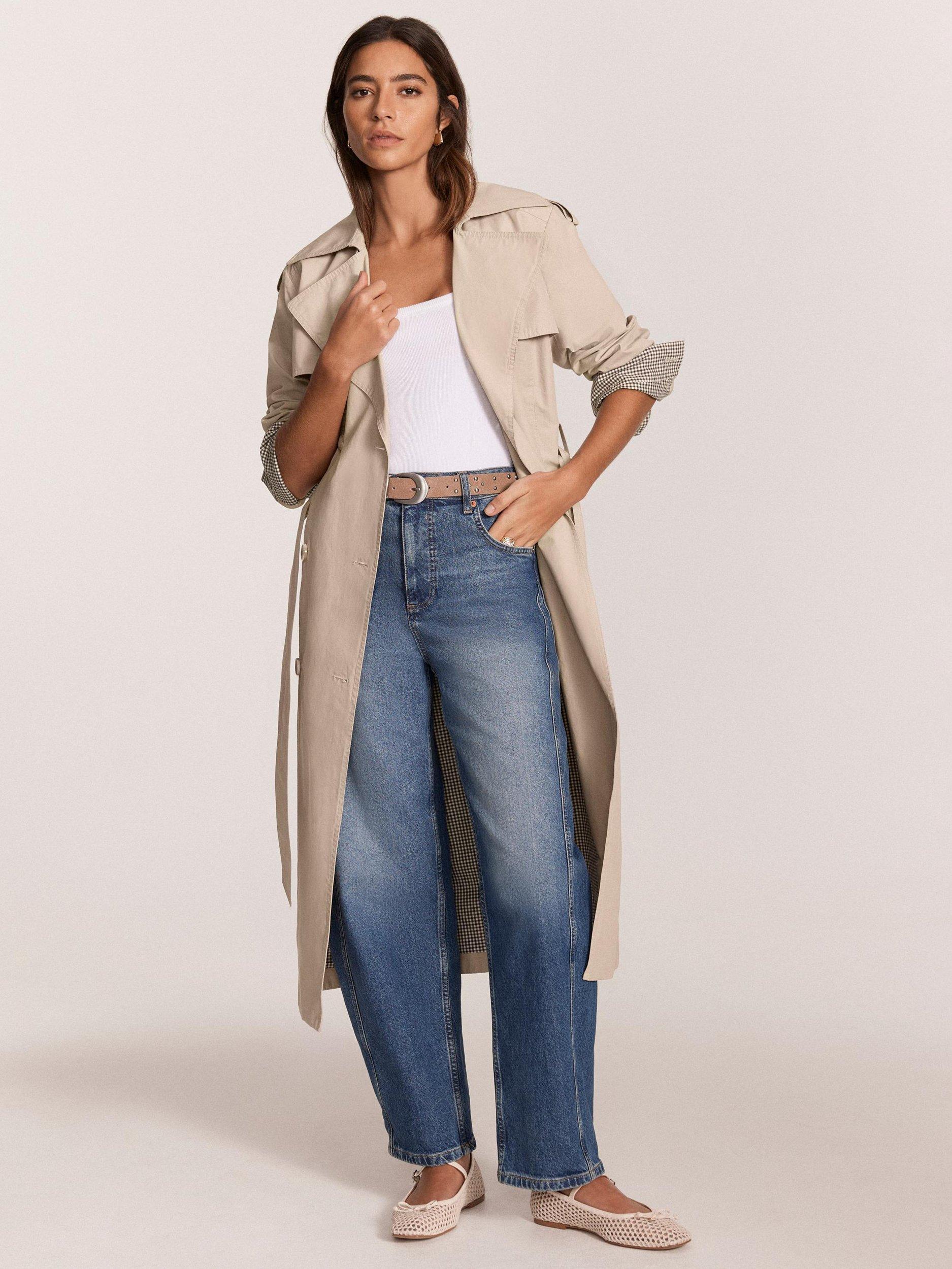 Product image 1 of 9, which shows Mint Velvet Double Breasted Trench Coat, Beige, M
