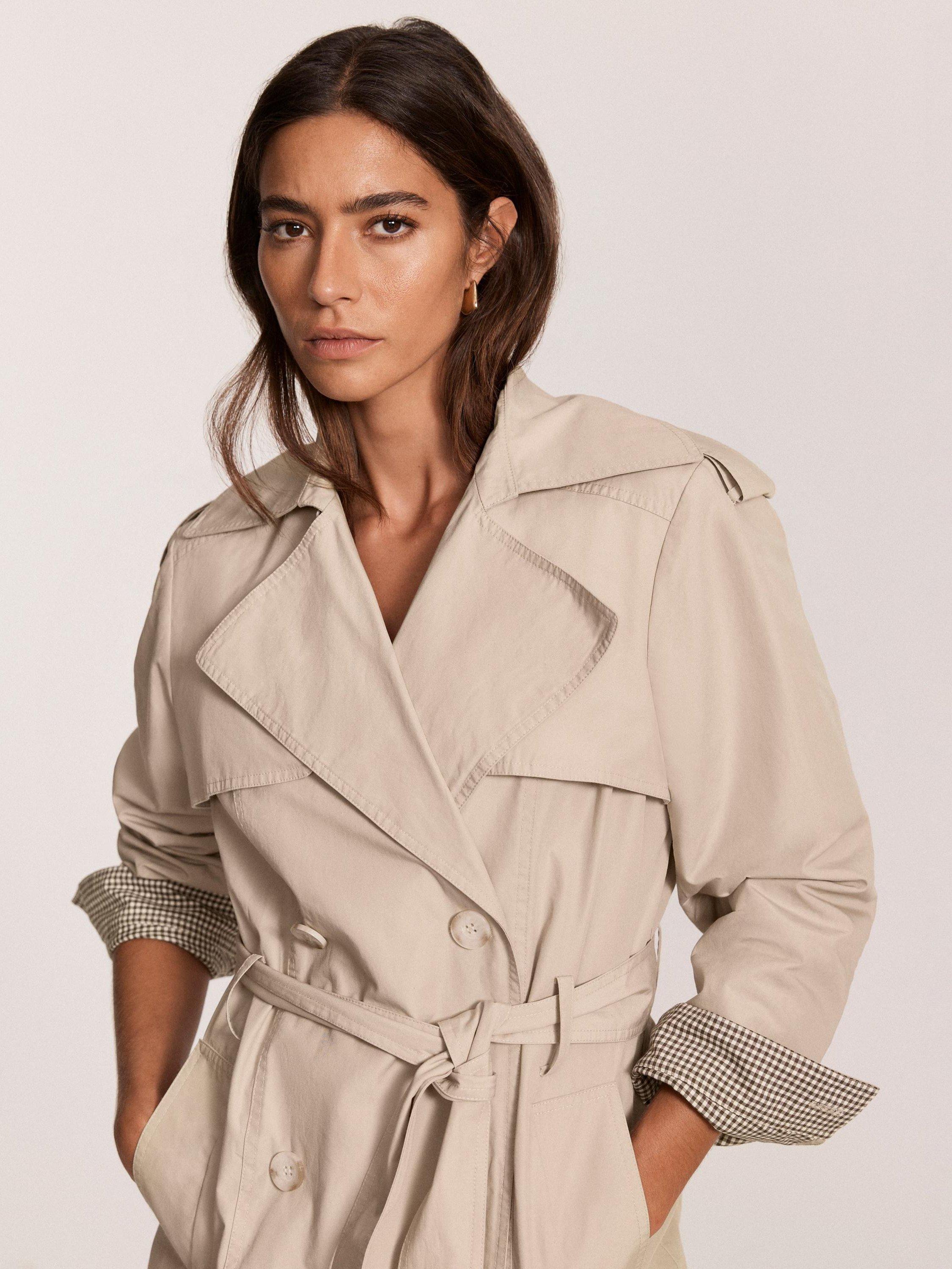 Product image 3 of 9, which shows Mint Velvet Double Breasted Trench Coat, Beige, M