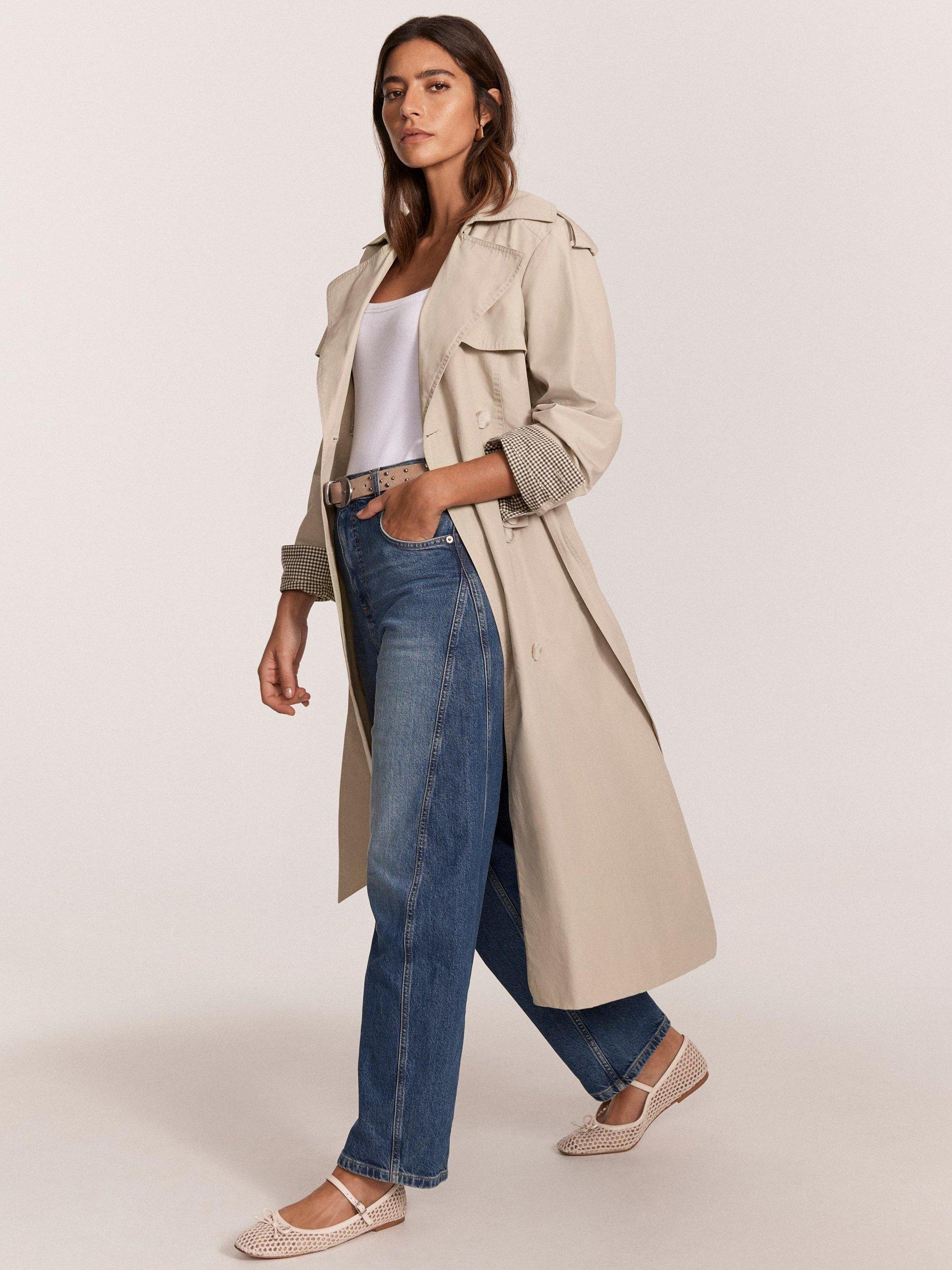 Product image 4 of 9, which shows Mint Velvet Double Breasted Trench Coat, Beige, M