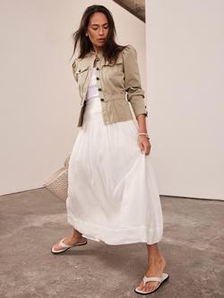 Mint Velvet Puff Sleeve Peplum Hem Jacket, Khaki