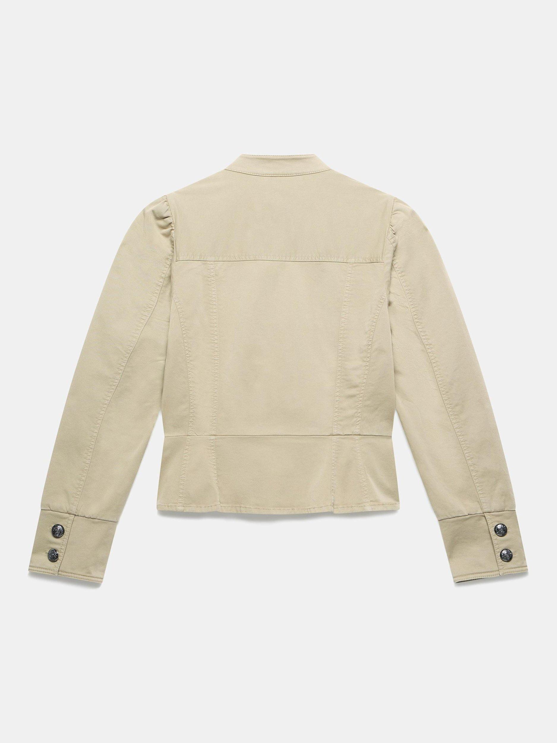 Product image 8 of 8, which shows Mint Velvet Puff Sleeve Peplum Hem Jacket, Khaki, XS