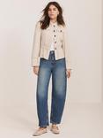 Mint Velvet Puff Sleeve Peplum Hem Jacket, Beige