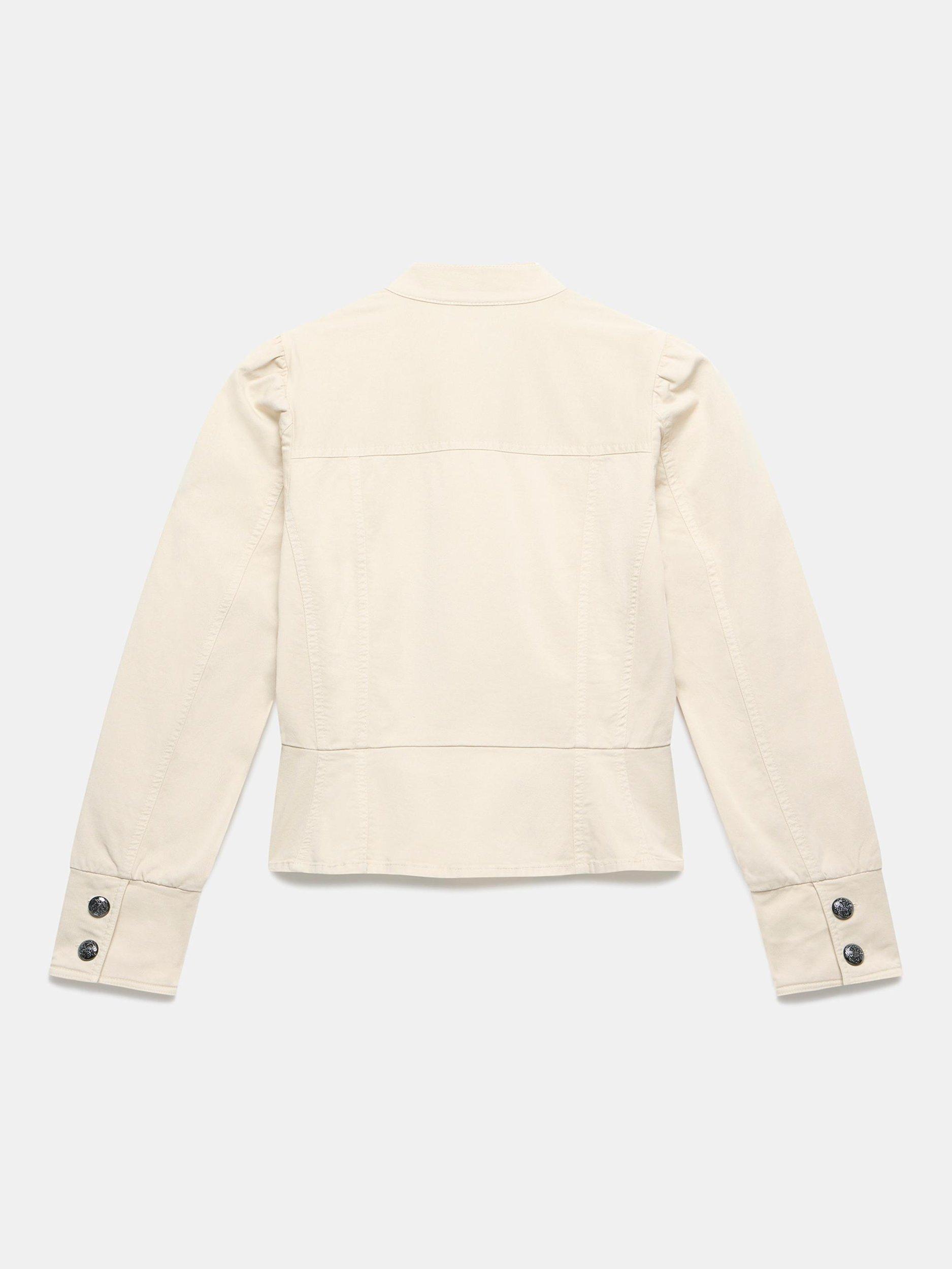 Product image 8 of 9, which shows Mint Velvet Puff Sleeve Peplum Hem Jacket, Beige, XS