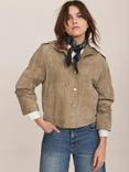Mint Velvet Suede Leather Funnel Neck Jacket, Beige