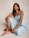 Mint Velvet Strappy Lace Midi Dress, Blue/Multi