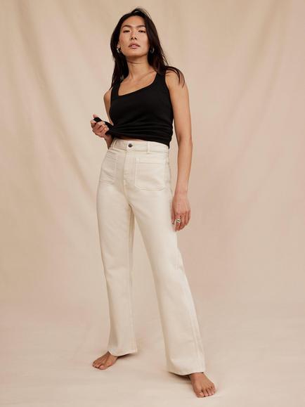 Mint Velvet Patch Pocket Straight Jeans, Beige, Beige