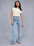 Mint Velvet Relaxed Straight Jeans, Blue/Multi