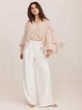 Mint Velvet Cape Ruffle Blouse, Beige