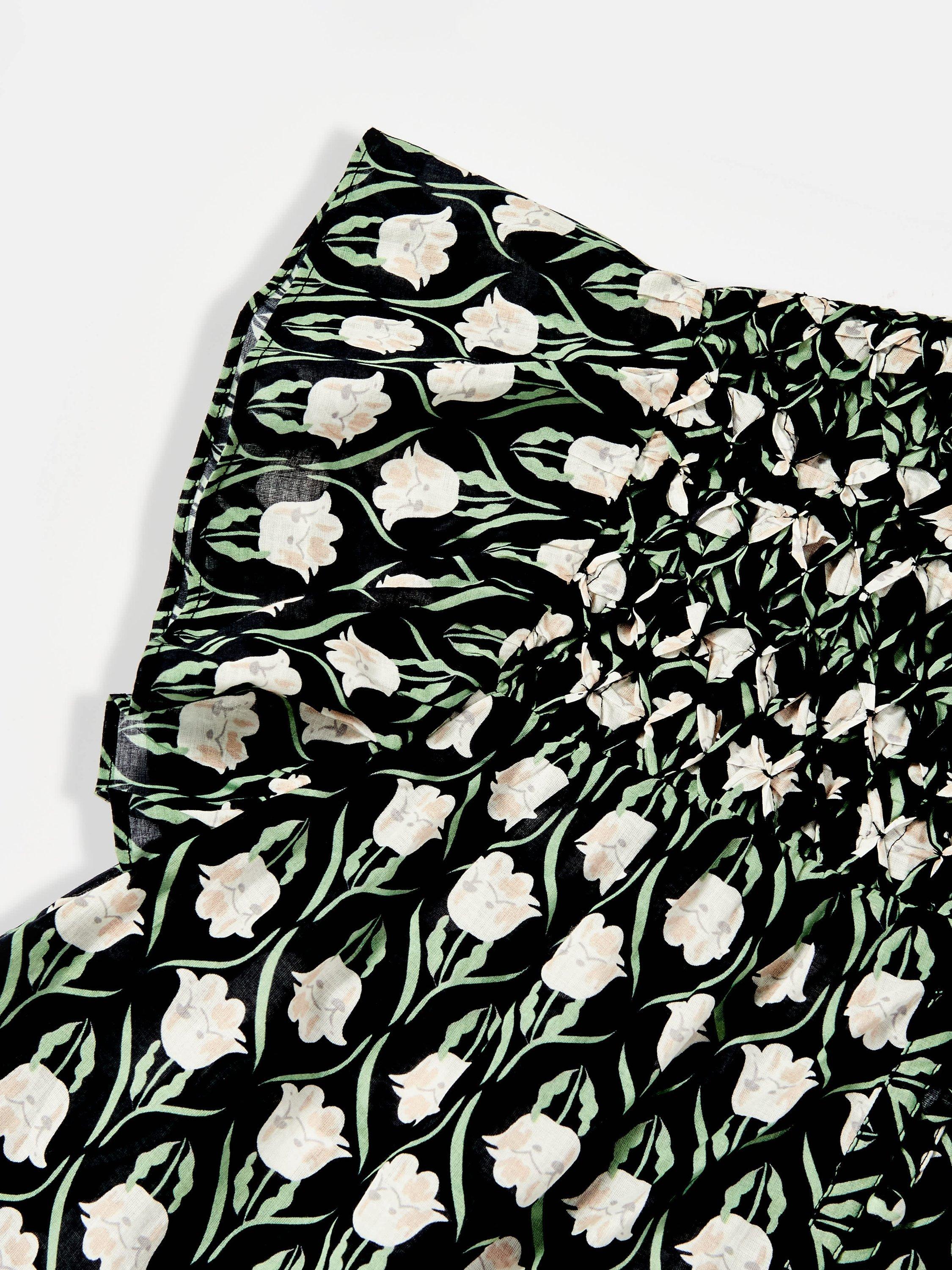 Product image 5 of 9, which shows Mint Velvet Floral Ruffle Trim Blouse, Black, XS