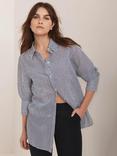 Mint Velvet Stripe Longline Shirt, Blue/Multi