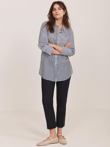 Mint Velvet Stripe Longline Shirt, Blue/Multi - view 2, Blue/Multi