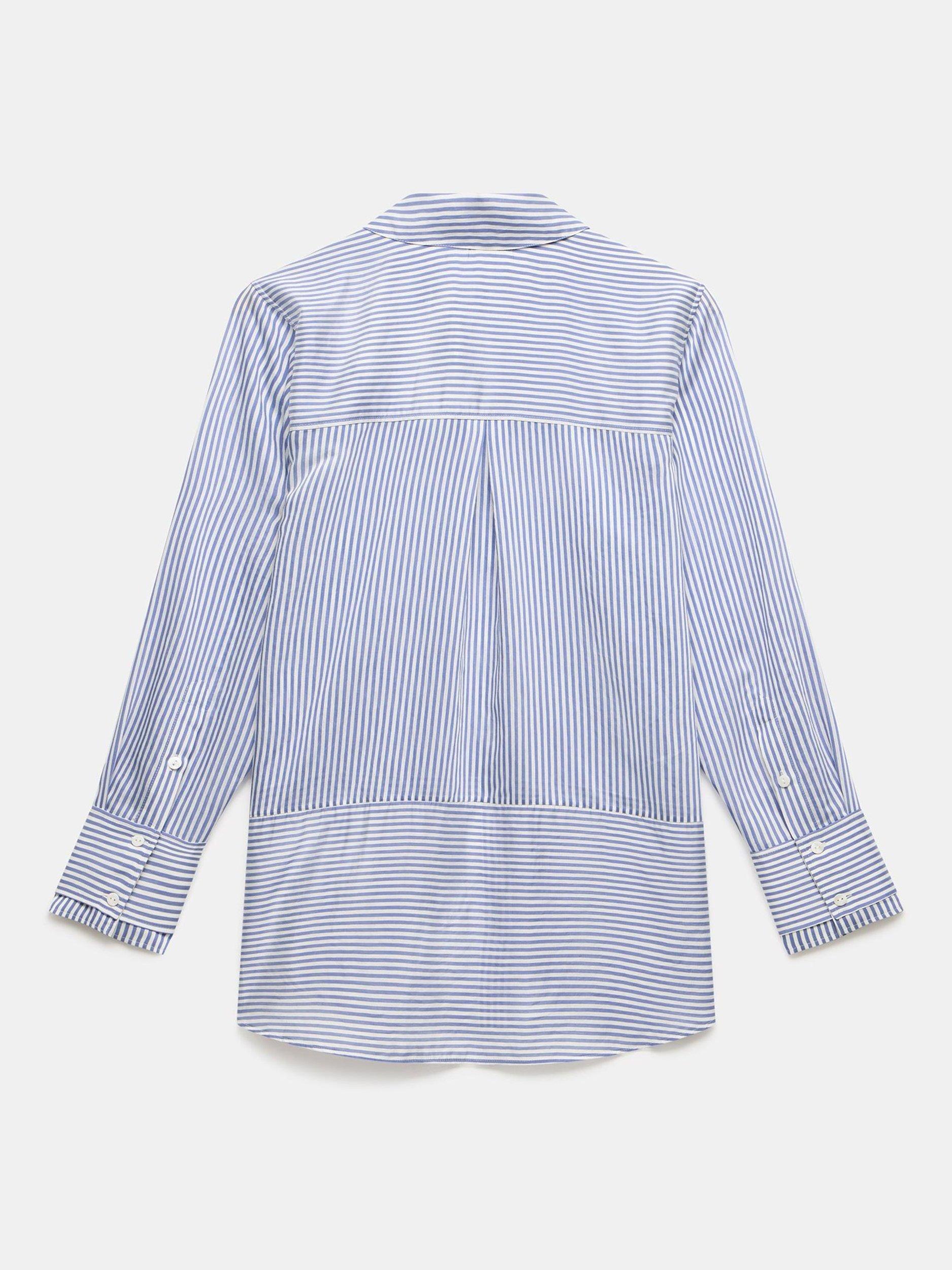 Product image 6 of 6, which shows Mint Velvet Stripe Longline Shirt, Blue/Multi, XS