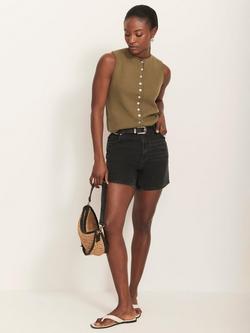 Mint Velvet High Rise Denim Shorts, Black, Black