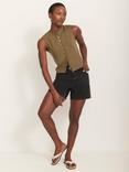 Mint Velvet High Rise Denim Shorts, Black