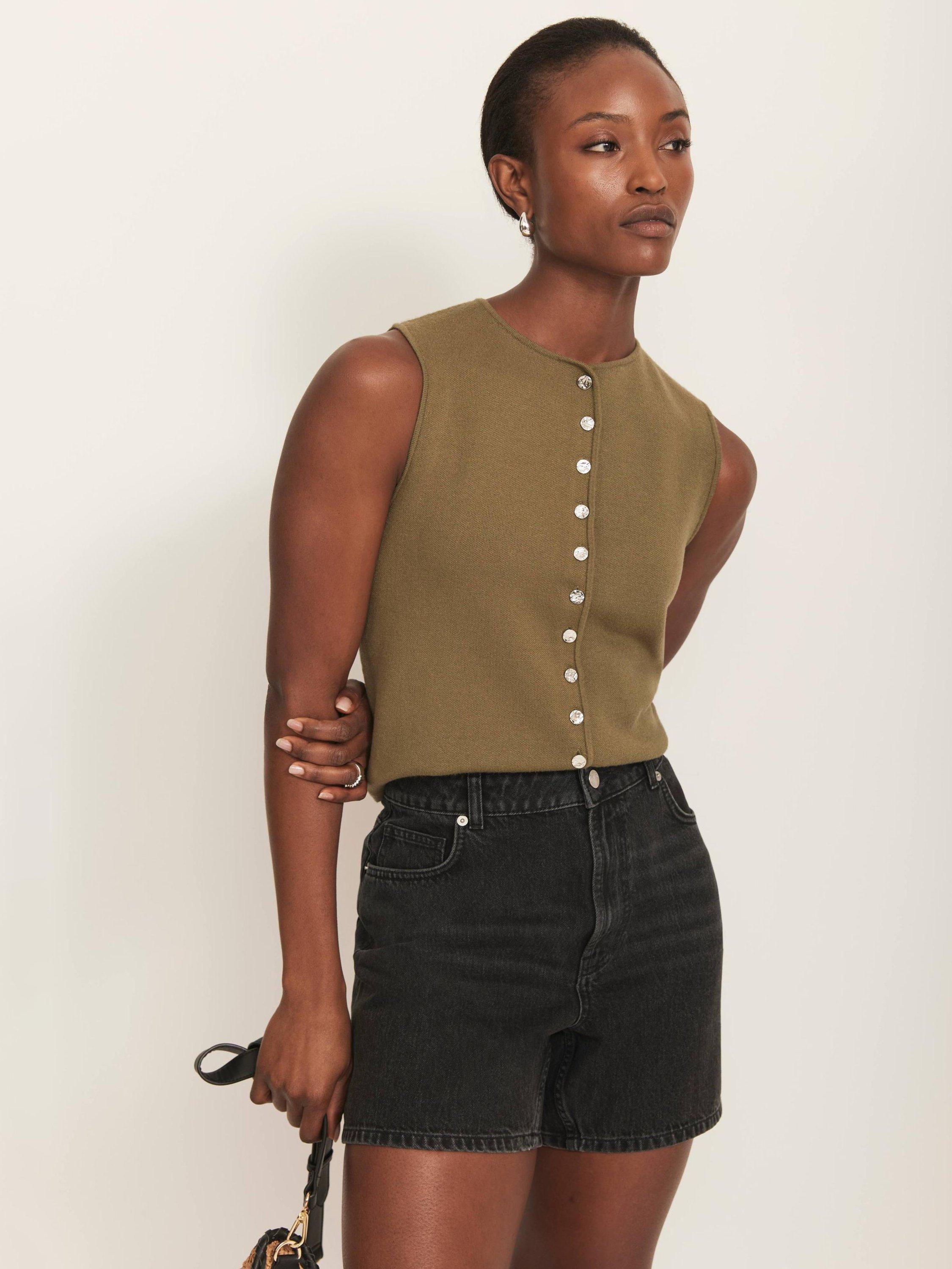 Product image 3 of 7, which shows Mint Velvet High Rise Denim Shorts, Black, 8