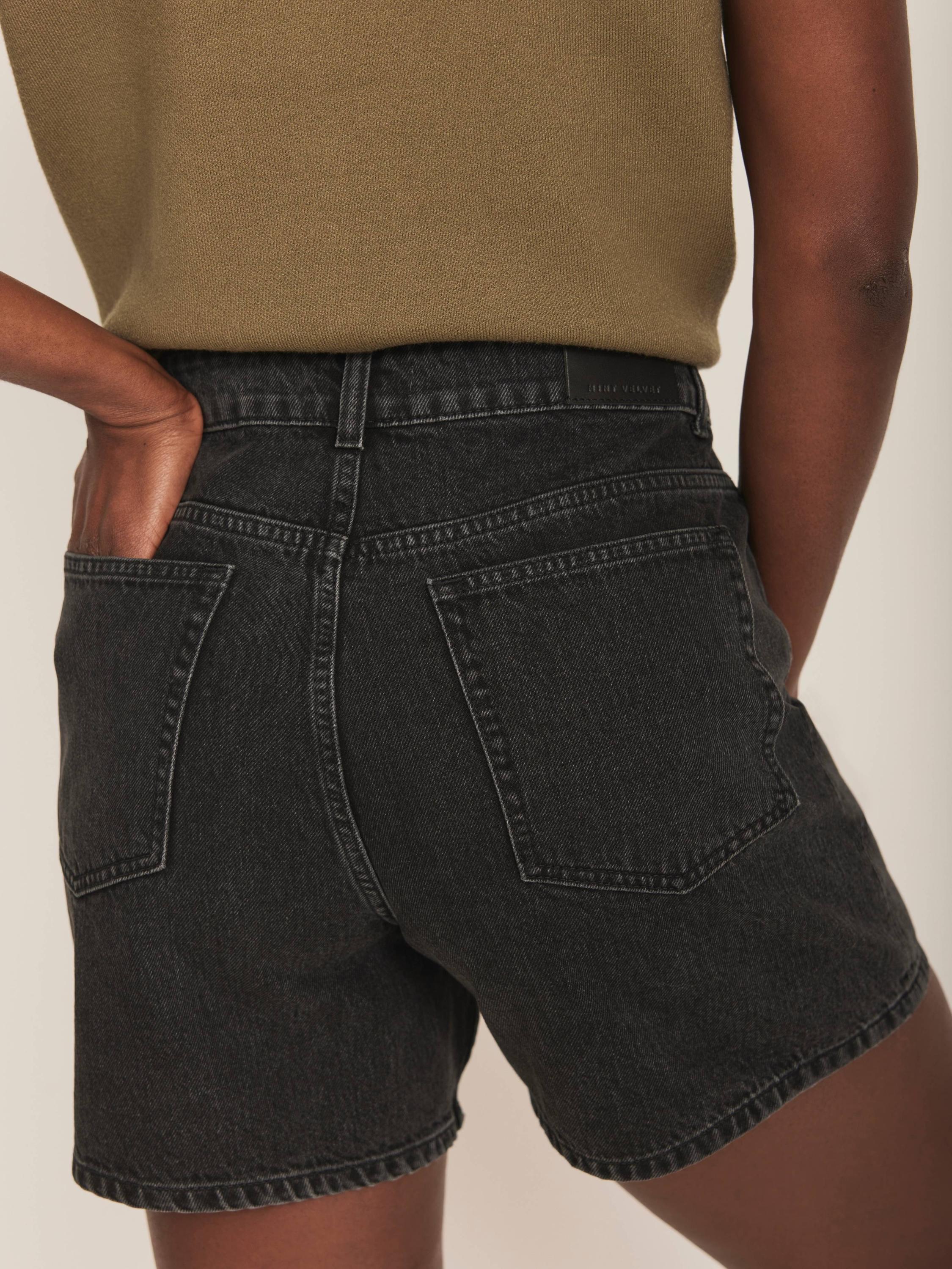 Product image 4 of 7, which shows Mint Velvet High Rise Denim Shorts, Black, 8