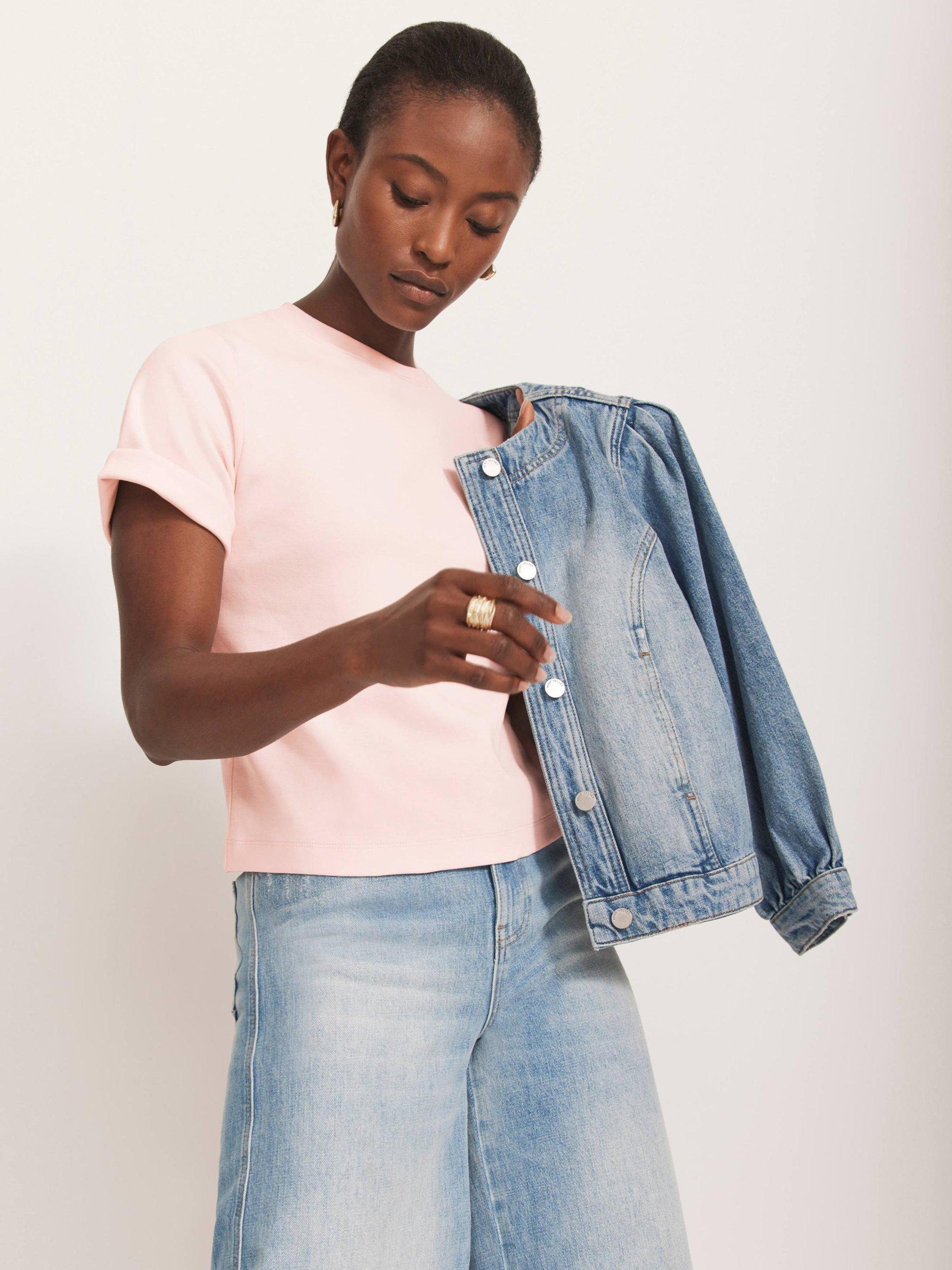 Mint Velvet Crew Neck T-Shirt, Light Pink