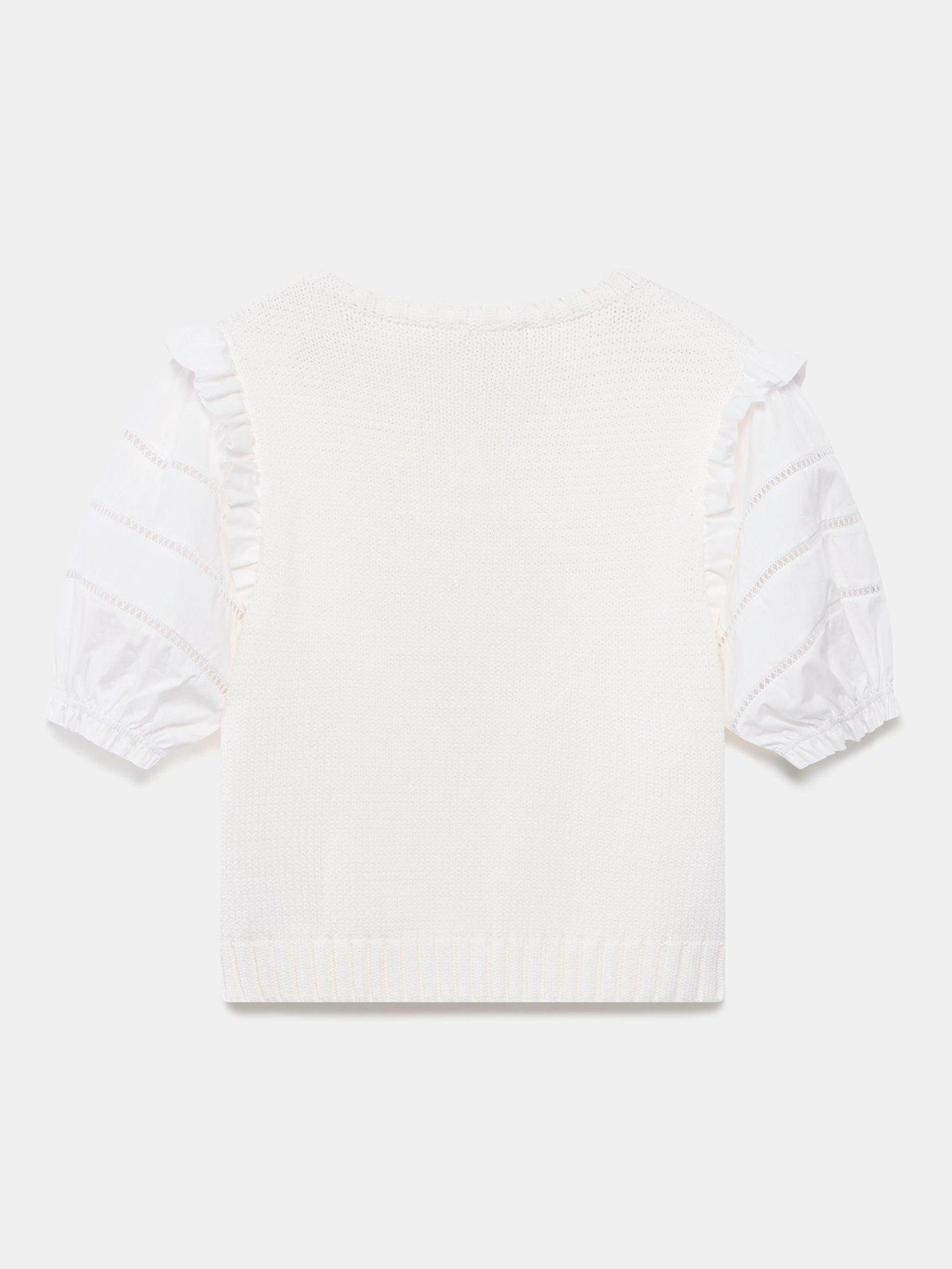 Product image 8 of 8, which shows Mint Velvet Embroidered Star Knit Top, White/Multi, XS