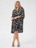 KAFFE Curve Ami Floral Dress, Black/Multi