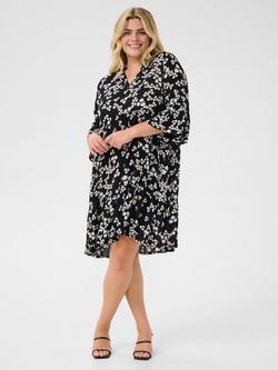 KAFFE Curve Ami Floral Dress, Black/Multi, Black/Multi