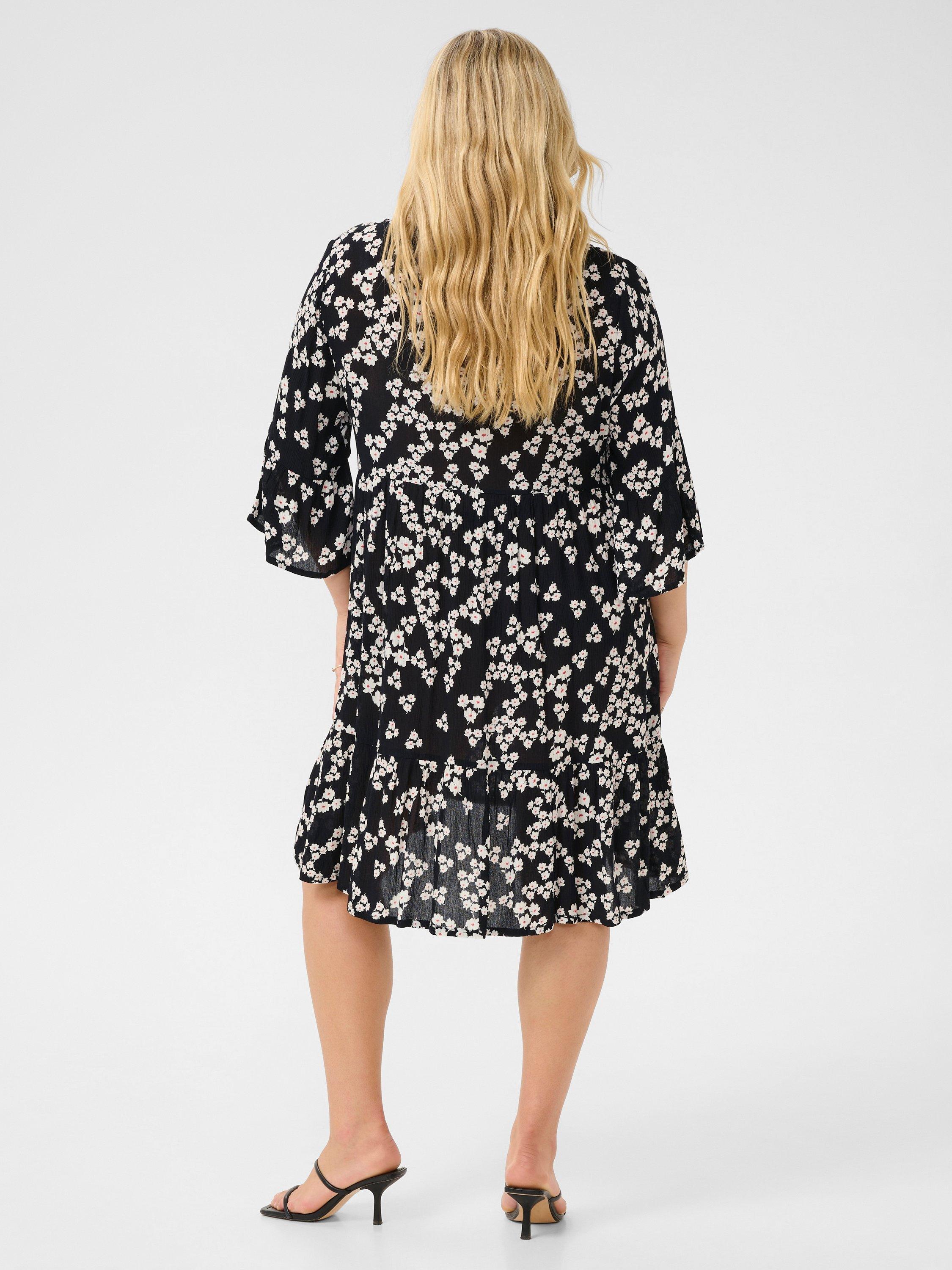 Product image 2 of 6, which shows KAFFE Curve Ami Floral Dress, Black/Multi, 18