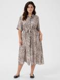 KAFFE Curve Debri Abstract Leopard Print Shirt Dress, Beige/Multi