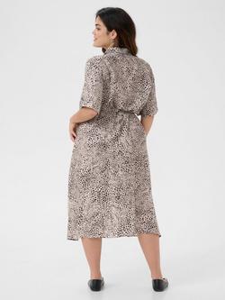 KAFFE Curve Debri Abstract Leopard Print Shirt Dress, Beige/Multi - view 2, Beige/Multi