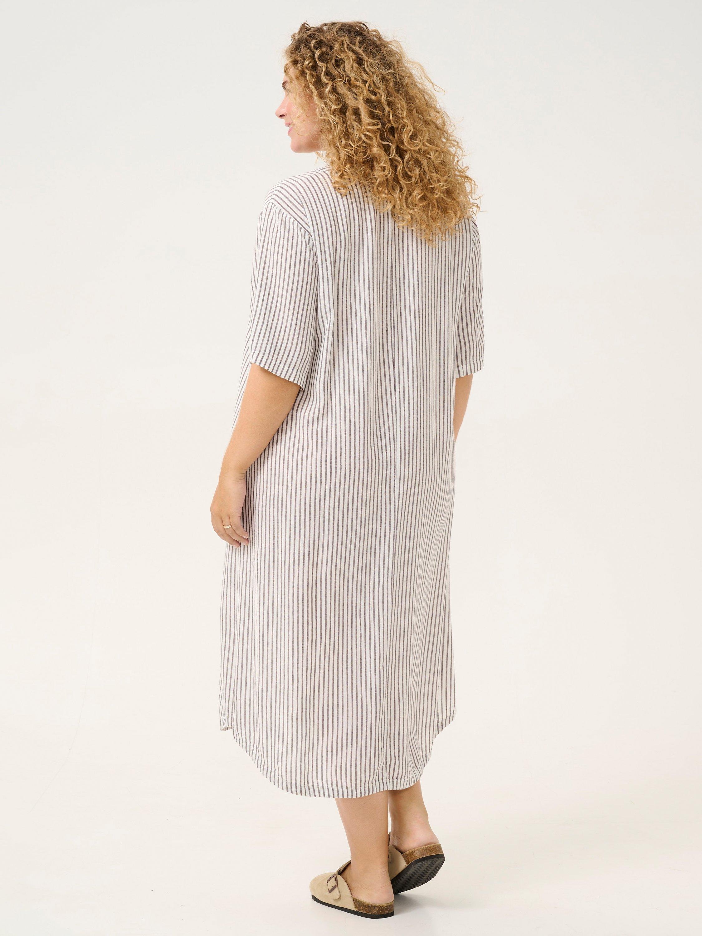 Product image 2 of 5, which shows KAFFE Curve Mille Stripe Kaftan Midi Dress, Multi, 24