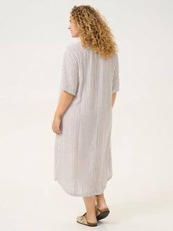 KAFFE Curve Mille Stripe Kaftan Midi Dress, Multi - view 2, Multi