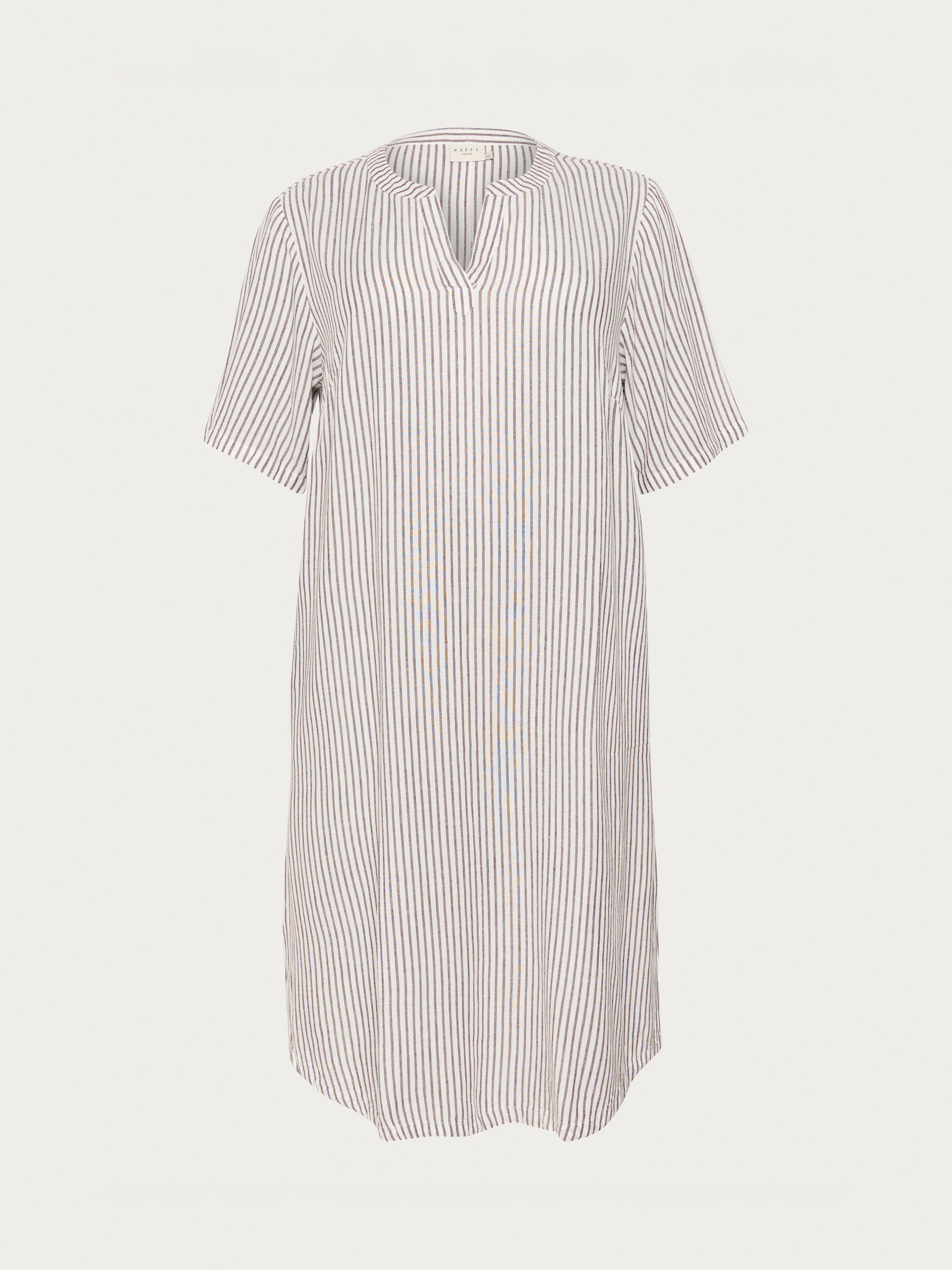 Product image 4 of 5, which shows KAFFE Curve Mille Stripe Kaftan Midi Dress, Multi, 24