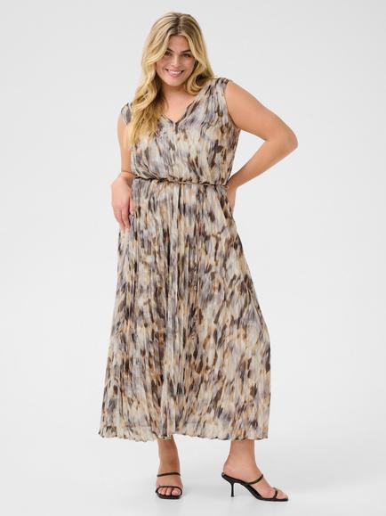 KAFFE Curve Vicka Abstract Sleeveless Dress, Grey/Multi, Grey/Multi