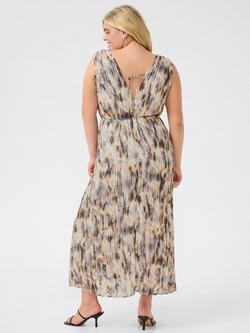 KAFFE Curve Vicka Abstract Sleeveless Dress, Grey/Multi - view 2, Grey/Multi