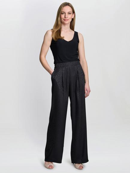 Gina Bacconi Sabrina Satin Leopard Print Trousers - view 2, Black