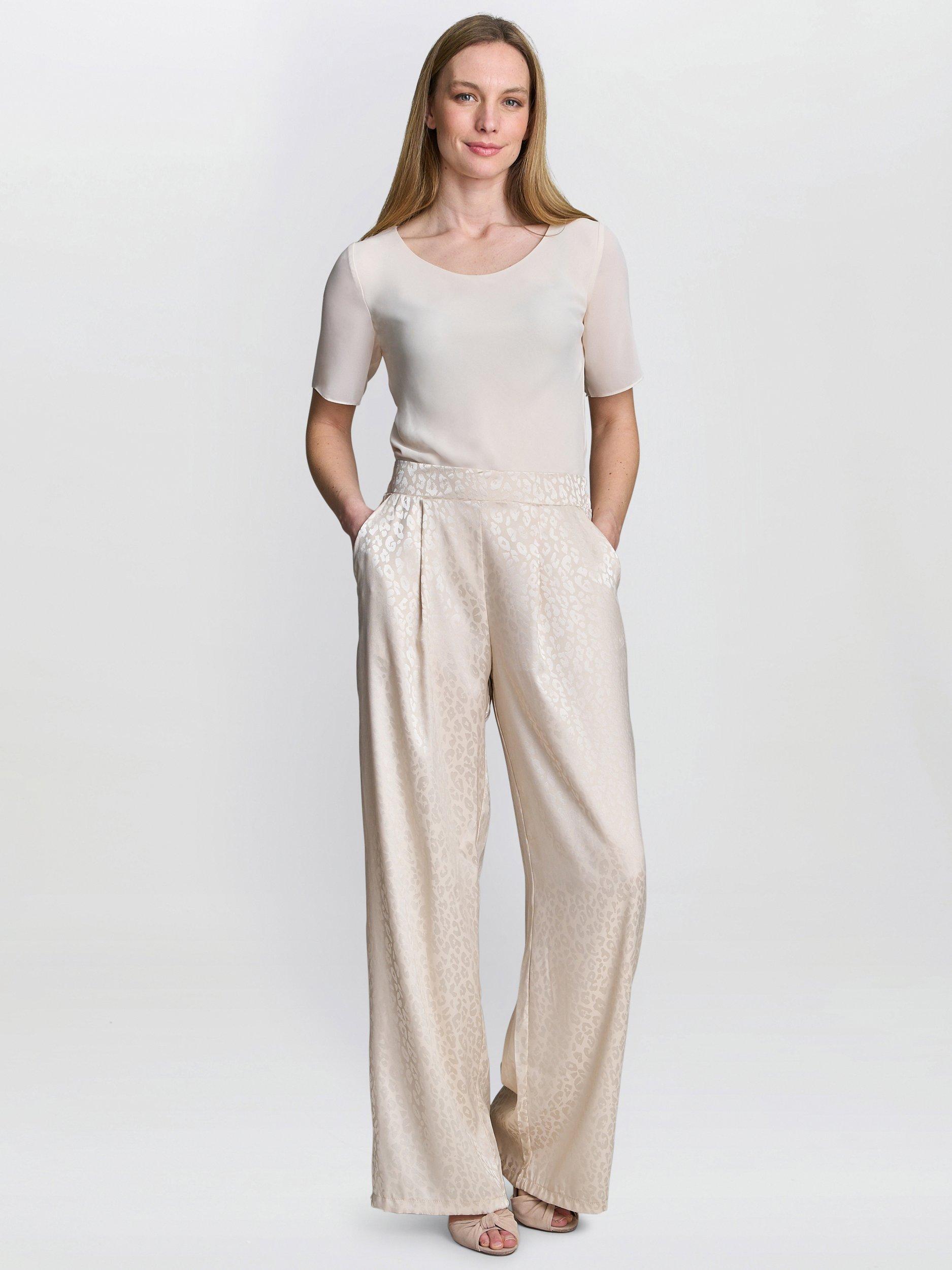 Product image 1 of 5, which shows Gina Bacconi Sabrina Satin Trousers, Cream, S