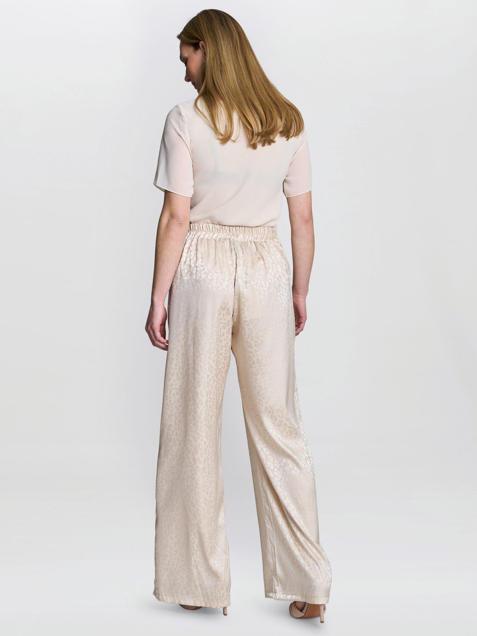 Product image 2 of 5, which shows Gina Bacconi Sabrina Satin Trousers, Cream, S