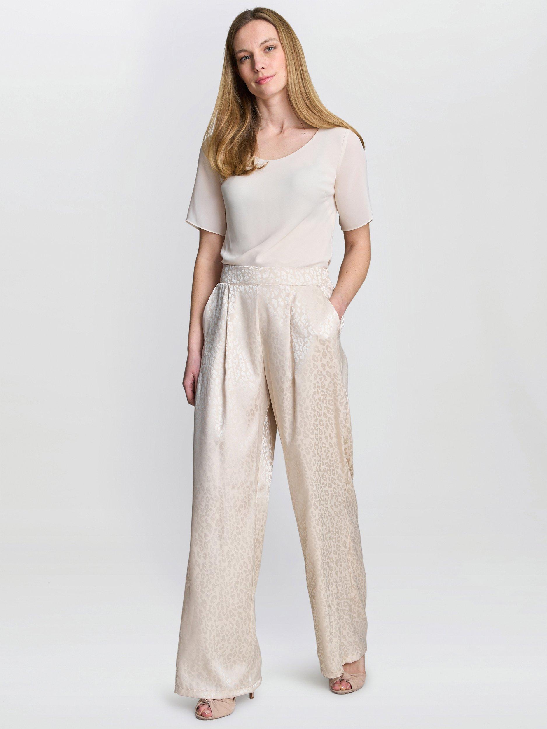 Product image 3 of 5, which shows Gina Bacconi Sabrina Satin Trousers, Cream, S