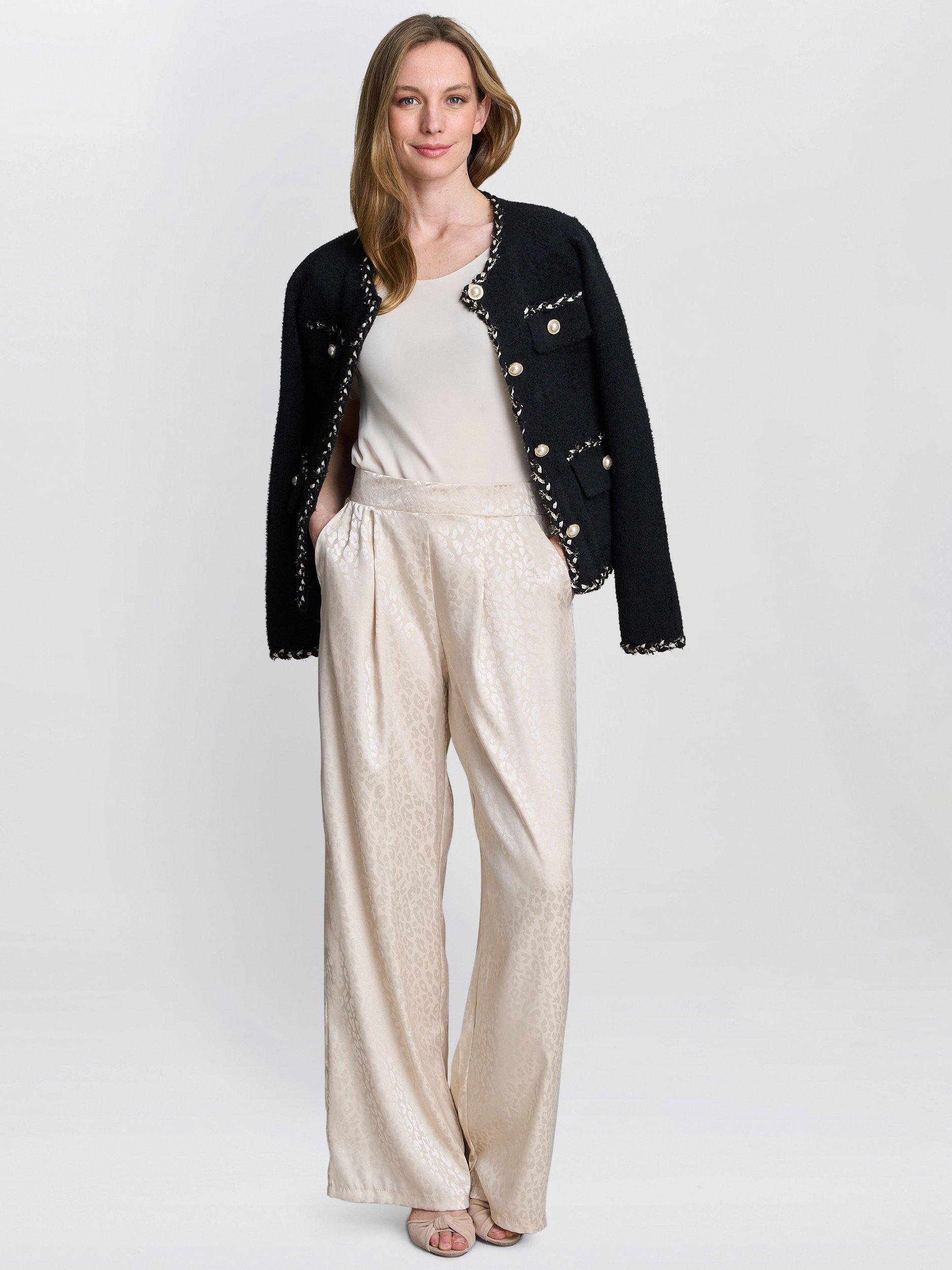Product image 5 of 5, which shows Gina Bacconi Sabrina Satin Trousers, Cream, S