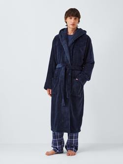 John Lewis Super Soft Fleece Hooded Dressing Gown, Navy