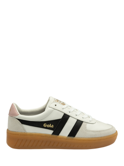 Gola Grandslam Elite Leather Lace Up Trainers, White/Black/Pink, White/Black/Pink