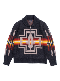 Pendleton Harding Zip Front Lambswool Jumper, Harding Oxford