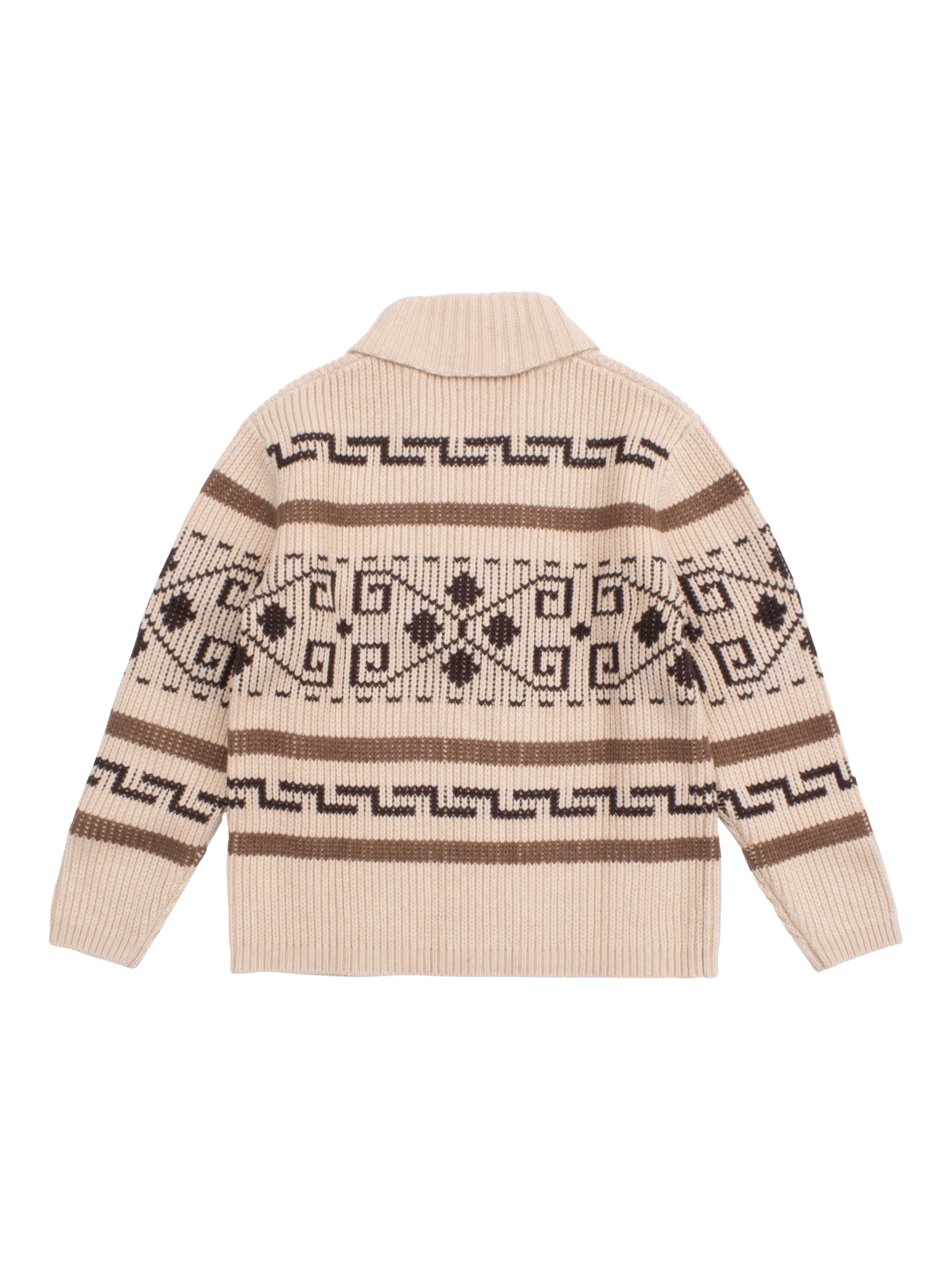 Product image 4 of 4, which shows Pendleton OG Westerly Wool Abstract Long Sleeve Shawl Neck Cardigan, Tan/Brown, S