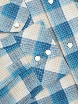 Pendleton Wyatt Cotton Check Shirt, Tan/Blue Plaid - view 2, Tan/Blue Plaid