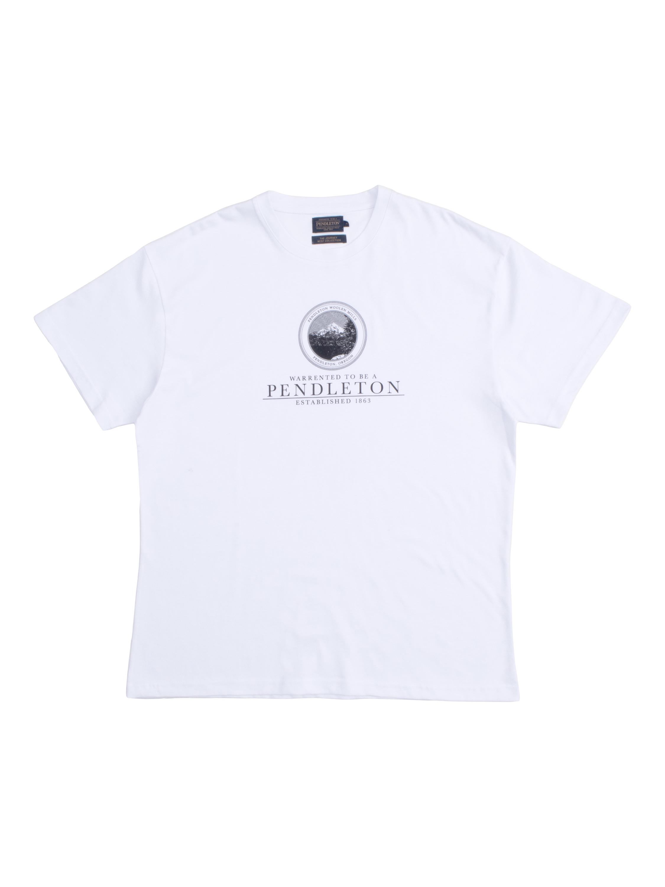 Product image 1 of 4, which shows Pendleton Cotton Regular Fit Short Sleeve Collegiate Graphic T-Shirt, White, S