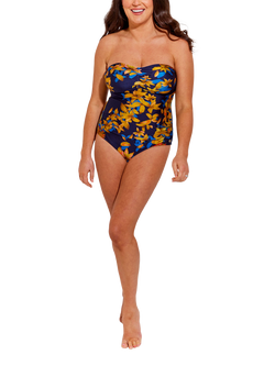 Seaspray Kyoto Gathered Bandeau Swimsuit, Navy, Navy