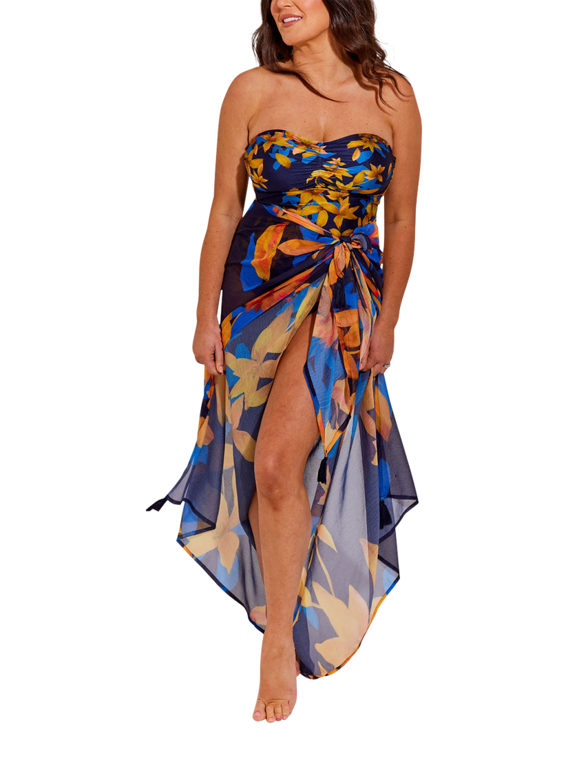 Product image 4 of 6, which shows Seaspray Kyoto Gathered Bandeau Swimsuit, Navy, 10