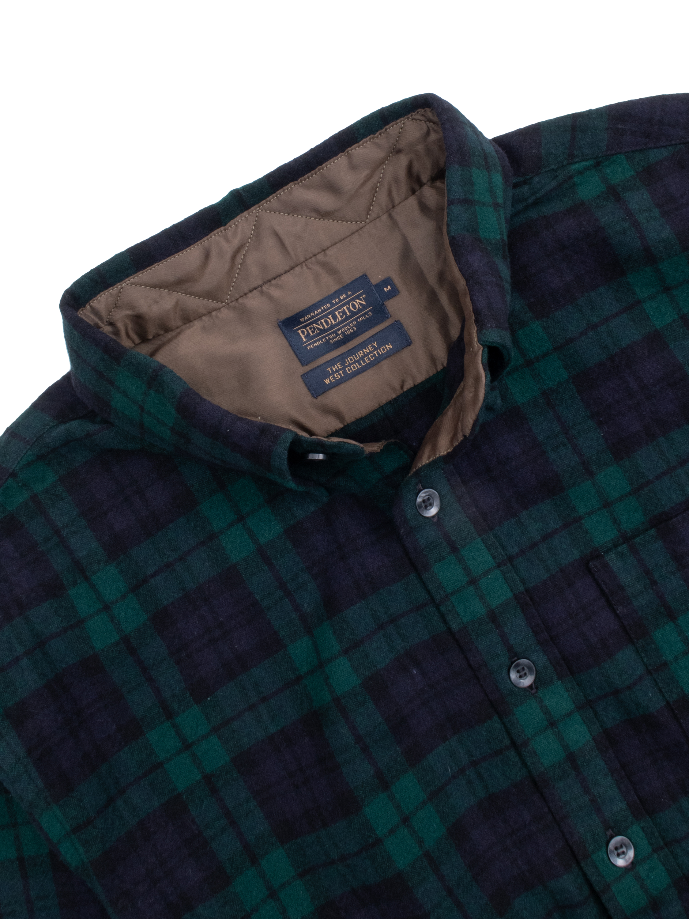 Product image 2 of 3, which shows Pendleton Cotton Regular Fit Lined Tartan Overshirt, Black Watch, S