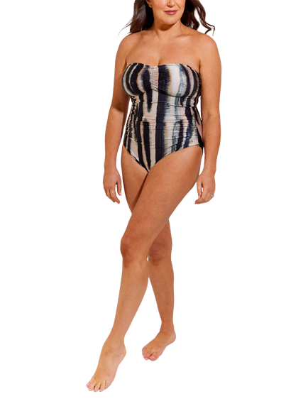 Seaspray Tanami Gathered Bandeau Swimsuit, Brown, Brown